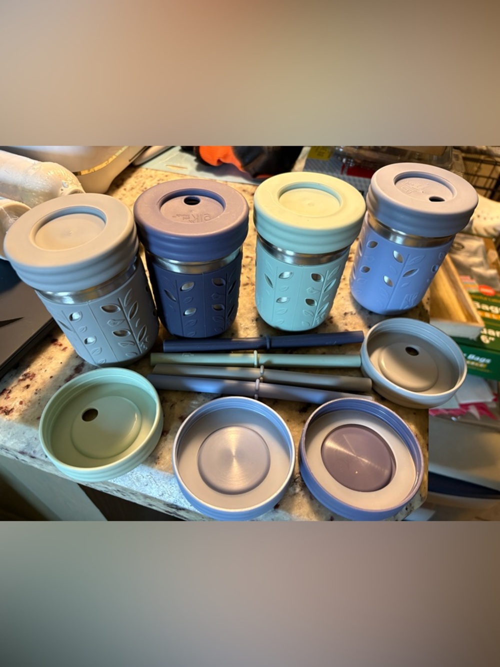 Set of 4 Silicone Sleeve Stainless Jars